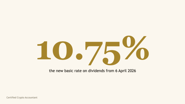 The figure 10.75 percent in large serif type, the dividend tax basic rate that applies from 6 April 2026