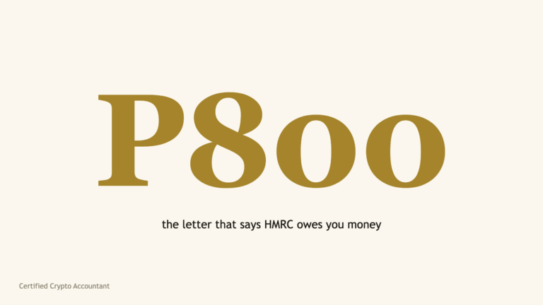 The letters P800 in large serif type, the name of the HMRC tax calculation letter that can carry a refund