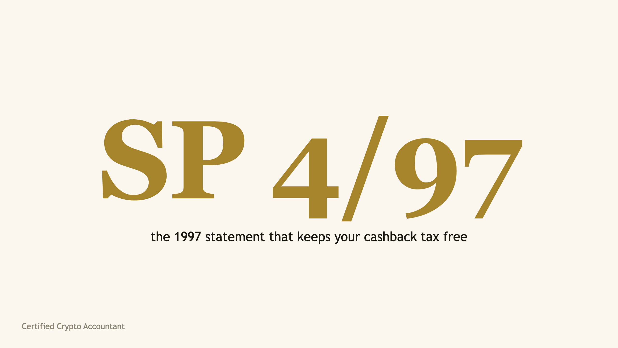 The reference SP 4 97 in large serif type, HMRC's statement of practice on cashbacks and discounts