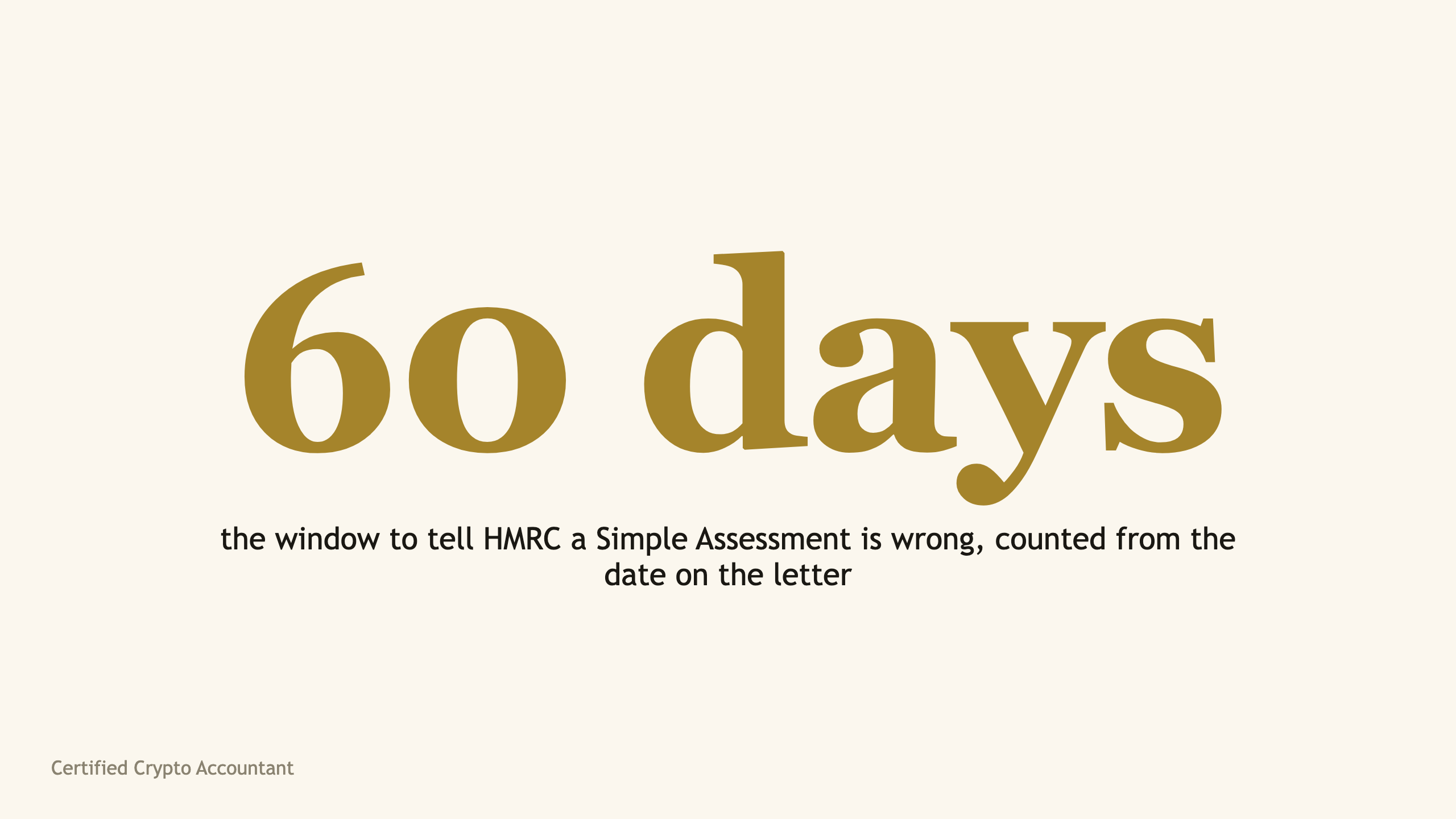 The words 60 days in large serif type, the period for querying an HMRC Simple Assessment under section 31AA