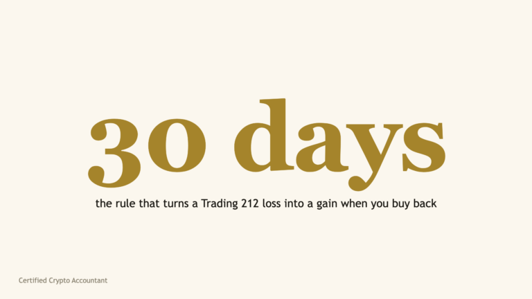 The words 30 days in large serif type, the share matching window HMRC applies to Trading 212 trades